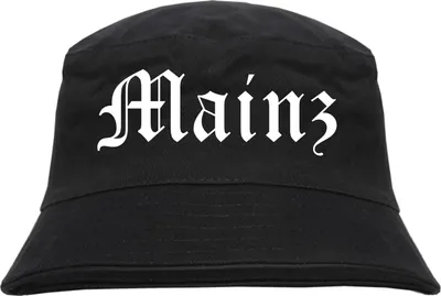 Produktbild von Mainz Fischerhut - Altdeutsch - bedruckt - Bucket Hat Anglerhut Hut S/M Schwarz