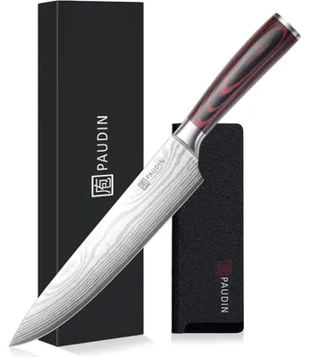 Image de Couteau de cuisine professionnel, lame de 23 cm, aussi tranchante qu'un rasoir, fabriquée en acier inoxydable allemand, avec un manche ergonomique