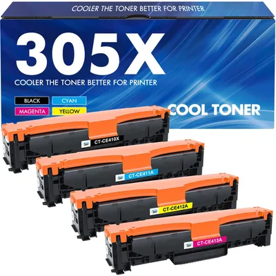 Produktbild von 305X Kompatibel Tonerkartusche als Ersatz für HP 305X 305A LaserJet Pro Color M475dw M451dn M475dn M451nw M451dw M351a M375nw CE410X CE411A CE412A CE413A (Schwarz Cyan Gelb Magenta, 4er-Pack)