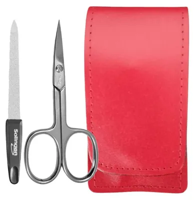 Produktbild von Solingen Nagelschere 2er Set mit Lederetui & Nagelfeile 9 cm Germany Rot