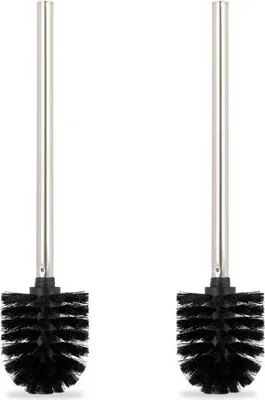 Produktbild von 2er Set Toilettenbürsten, schwarz, mit austauschbaren Bürstenköpfen, 33x13x7cm