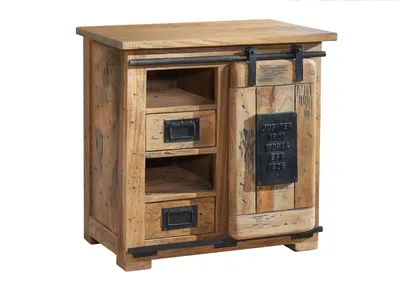 Image de MASSIVMOEBEL24 | Buffet 70x45 Manguier laqué Bois naturel RAILWAY #123