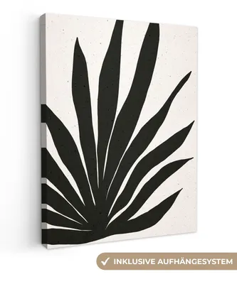 Produktbild von MuchoWow® - Leinwandbilder - Blatt - Pflanze - Minimalismus, Wandbild, Wanddeko Bilder Wohnzimmer, 30x40 cm