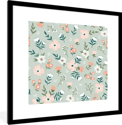 Produktbild von MuchoWow® MuchoWow® Gerahmtes Poster Blumen - Farben - Pastell 40x40 cm - Poster mit zchwarzem Bilderrahmen - Poster - Plakat im Rahmen