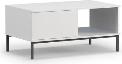 Produktbild von Couchtisch Querty, Breite 100 cm, inklusive 2x Schubladen mit Methode "push to open", mit Metallbeine (Farbe: Weiß)