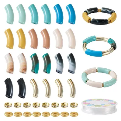 Armband-Bastelset, 110-teilig, Bambusrohr-Perlen, Acryl, DIY