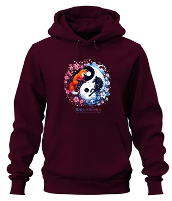 Productafbeelding van The Pact Of Kitsune And Hyoro Yin Yang Mythologie Hoodie, bordeauxrood, maat S