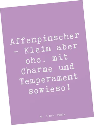 Produktbild von Mr. & Mrs. Panda bildkarte Spruch Affenpinscher Charme - Lavendeltraum - Geschenk, Hunderassen, einzelkarte, Postkarte, kleiner Hund, Hunderasse, Postkarten, verspielter