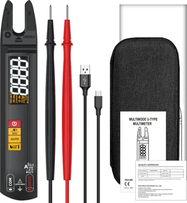 Obrázek produktu pro ruční digitální multimetr 3 v 1, klešťový ampérmetr, elektrické testovací pero, barevný LCD displej, ruční multimetr, 6000 skutečných efektivních hodnot, profesionální tester napětí, kapacity, odporu, frekvence, diod/pracovních cyklů, měřič detekce napájecího kabelu se světelnou svítilnou, bzučákem spojitosti a funkcí automatického vypnutí pro kutily a testování elektroniky