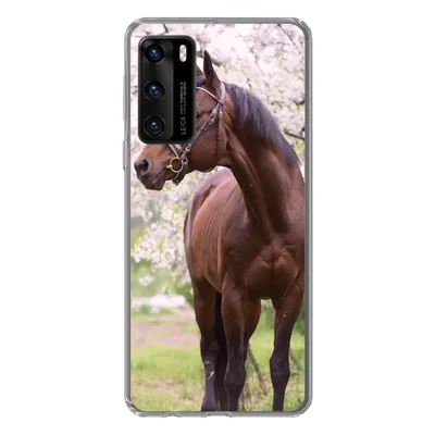 Produktbild von MuchoWow® Handyhülle Schutzhülle Hülle für Huawei P40 Pferd - Sakura - Halfter Silikon Softcase Handy Hülle - Handytasche