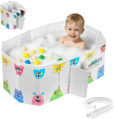 Immagine prodotto di Vaschetta da bagno pieghevole per bambini da 0 a 8 anni, vaschetta portatile per neonati, antiscivolo, ideale per i viaggi