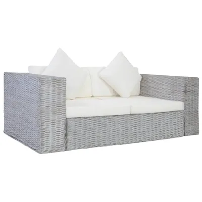 Produktbild von vidaXL 2-tlg. Sofagarnitur mit Auflagen Grau Natur Rattan