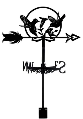 Zdjęcie produktu dla Wskaźnik kierunku wiatru "Kolibri" w kształcie kwiatu, wykonany z żeliwa, wymiary: 35,8 x 24,4 cm