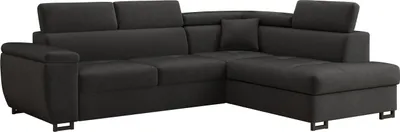 Produktbild von MÖBEL LUX Ecksofa NICOLE, L-Form Sofa mit Schlaffunktion, Velours Grau, Rechts