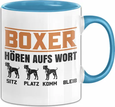 Produktbild von Boxer Hören Aufs Wort Tasse Geschenk Boxer Besitzer Mama Becher (Blau)