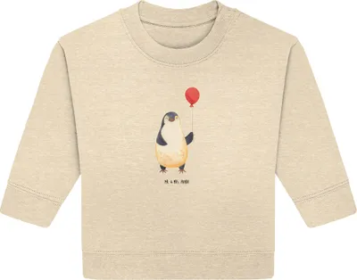 Produktbild von Mr. & Mrs. Panda Organic Baby Pullover Pinguin Luftballon 6. - 12. Monat - Natural Raw - Geschenk, Geschenkidee, Kirmes, Freundin, Bullover, Jahrmarkt, Motivation, Liebe