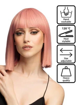 Produktbild von Blunt Bob mit Pony Perücke rosa