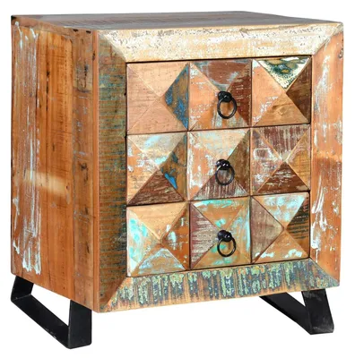 Produktbild von Nachttisch in Diamantform aus recyceltem Holz, 60 cm x 50 cm x 40 cm Giner y Colomer