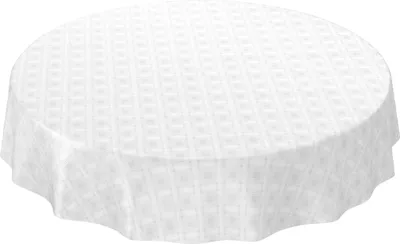 Produktbild von Tischdecke Wachstuch Gestreift Weiß Robust Wasserabweisend Rund 140 cm