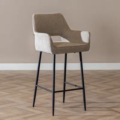 Produktbild von Bronx71 Barhocker Inga mit Armlehne recycelter Stoff taupe 78 cm