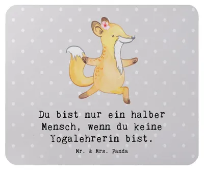 Produktbild von Mr. & Mrs. Panda Mauspad Yogalehrerin Herz - Grau Pastell - Geschenk, laptop, Mousepad, Mouse Pad, mousematte