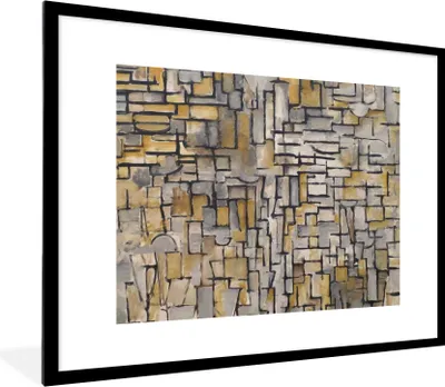 Produktbild von MuchoWow® Gerahmtes Poster Mondrian - Kunst - Alte Meister 80x60 cm - Poster mit Schwarzem Bilderrahmen Wandposter Rahmen Foto Bilder - Schlafzimmer-Dekorationen - Fotoposter