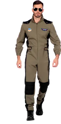 A man wearing a pilot costume.