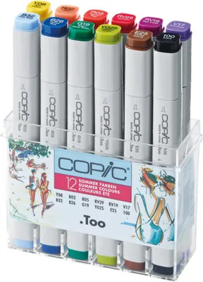 Produktbild von Copic Classic Set Grafikmarker - Sommer-farben - Nachfüllbar mit Copic Ink - 12Stk