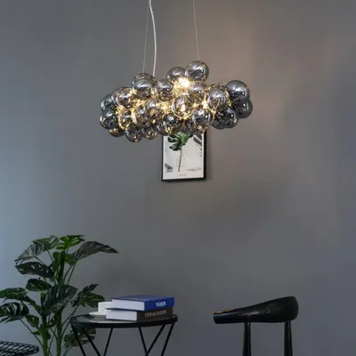 Produktbild von KOSILUM - Hängeleuchte, Glas und Edelstahl - Rauchgrau - Bartali