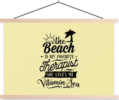 Produktbild von MuchoWow® Textilposter Sommer - Sprichwörter - Gelb 120x80 cm mit holzfarbenen Rahmen - Aufhängeset