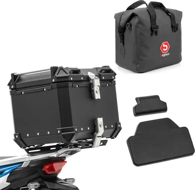 Immagine prodotto di Set bauletto moto in alluminio 45L + sacca interna + imbottitura posteriore