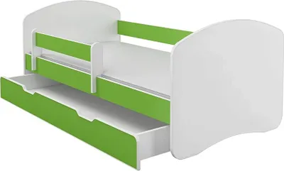 Produktbild von BDW, Kinderbett Jugendbett mit Schublade & Matratze, Grün, 140x70