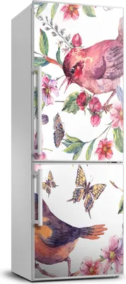 Produktbild von Tulup Kühlschrankdekoration - 70x190 cm - Aufkleber auf dem Kühlschrank - Schmetterlinge Blumen