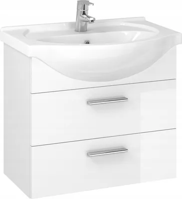 Zdjęcie produktu dla Szafka łazienkowa pod umywalkę z umywalką wisząca zestaw biały połysk 60 cm