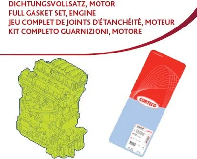 Produktbild von CORTECO 430675P Motor-Dichtungsvollsatz Dichtsatz für NISSAN Qashqai / Qashqai +2 I (J10, NJ10) MICRA III (K12) JUKE (F15) Note (E11, NE11)