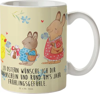 Produktbild von Mr. & Mrs. Panda Tasse Ostern Geschenke - Blumig - Geschenk, Kaffeebecher, Küken, Kaffeetasse, Ostergrüße, Frühling, Teebecher, Ostereier, Becher, Keramiktasse, Teetasse