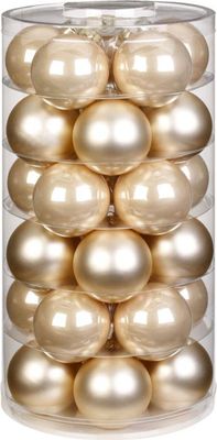 Weihnachtskugeln Glas 6cm Champagner, 30 Stück