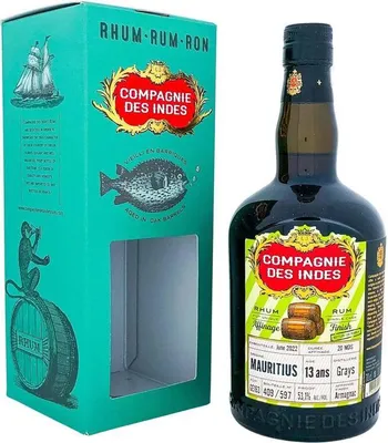 Produktbild von Compagnie des Indes Mauritius Grays Ex Armagnac 13 Years Single Cask Rum 700ml 53,1% Vol.