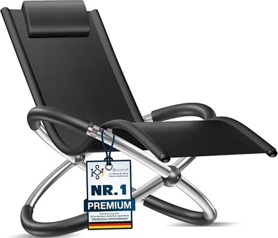 Productafbeelding van Relaxstoel | Ligstoel | Tuinstoel | Opvouwbare stoel | Hangstoel | Schommelstoel | Ergonomische relaxstoel | Weerbestendig | Draagvermogen: 180 kg, Zwart