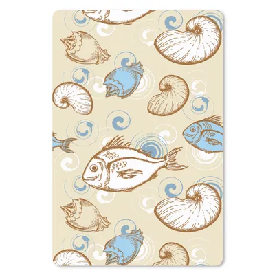 Produktbild von MuchoWow® Mauspad Mousepad Fisch - Muscheln - Pastell - Design - Vintage 40x60 cm - Mousepads - Maus Mat - Pad - Mausunterlage - Schreibtisch Accesoire