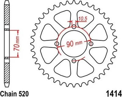 Produktbild von Kettenrad 43 Z Teilung 520 für KAWASAKI KSF 250 87-04  Rear sprocket