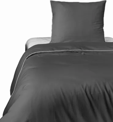 Immagine prodotto di Detexpol Satin biancheria da letto 140x200 grafite con bordo con una federa 70x80 Mako Satin 62