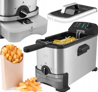 Zdjęcie produktu dla Frytkownica Tradycyjna Olejowa 3L Filtr Oleju Frytownica Termostat 2000W