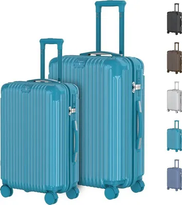 Image de Voyagoux® - Ensemble de voyage S/M - Valises - 2 pièces - Valise de voyage avec roulettes - Bleu clair - Serrure TSA