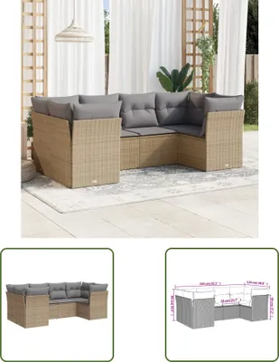 Produktbild von The Living Store 6-tlg. Garten-Sofagarnitur mit Kissen Beige Poly Rattan