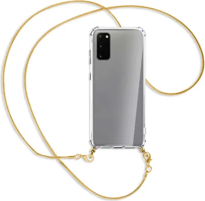 Produktbild von Handykette Backcover-Schutzhülle mit Band (Metall goldfarben) für Samsung Galaxy S20 (G980) - goldfarbene Kette Snake