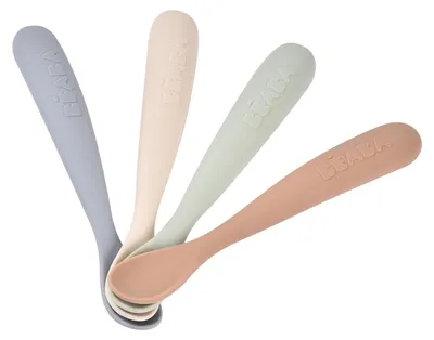 Produktbild von Béaba Set von 4 Silikonlöffel Altersstufe 1 – Natural Set | Beaba