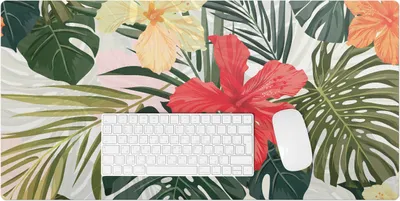 Produktbild von Tropische Blumenblätter – Schreibtischunterlage – Rutschfeste Tischunterlage – Schreibtischmatte für Büro & Zuhause – Schreibunterlage – Mauspad – Tischmatte – 90 x 45 cm