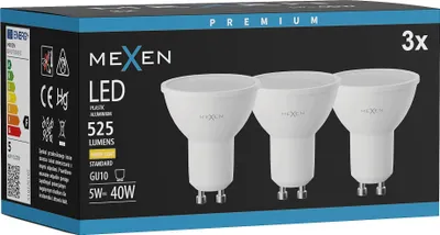 Zdjęcie produktu dla Mexen Nova 3x żarówka LED GU10, 5W, Ciepła - 3000K, 525 lm - L107-GU10-0530-01x03