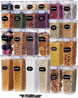 Produktbild von Lifewit 24er Vorratsdosen Set Luftdicht BPA-frei Kunststoff Vorratsbehälter mit Deckel & Etiketten für Küche, Getreide, Mehl, Zucker & Snacks Organize